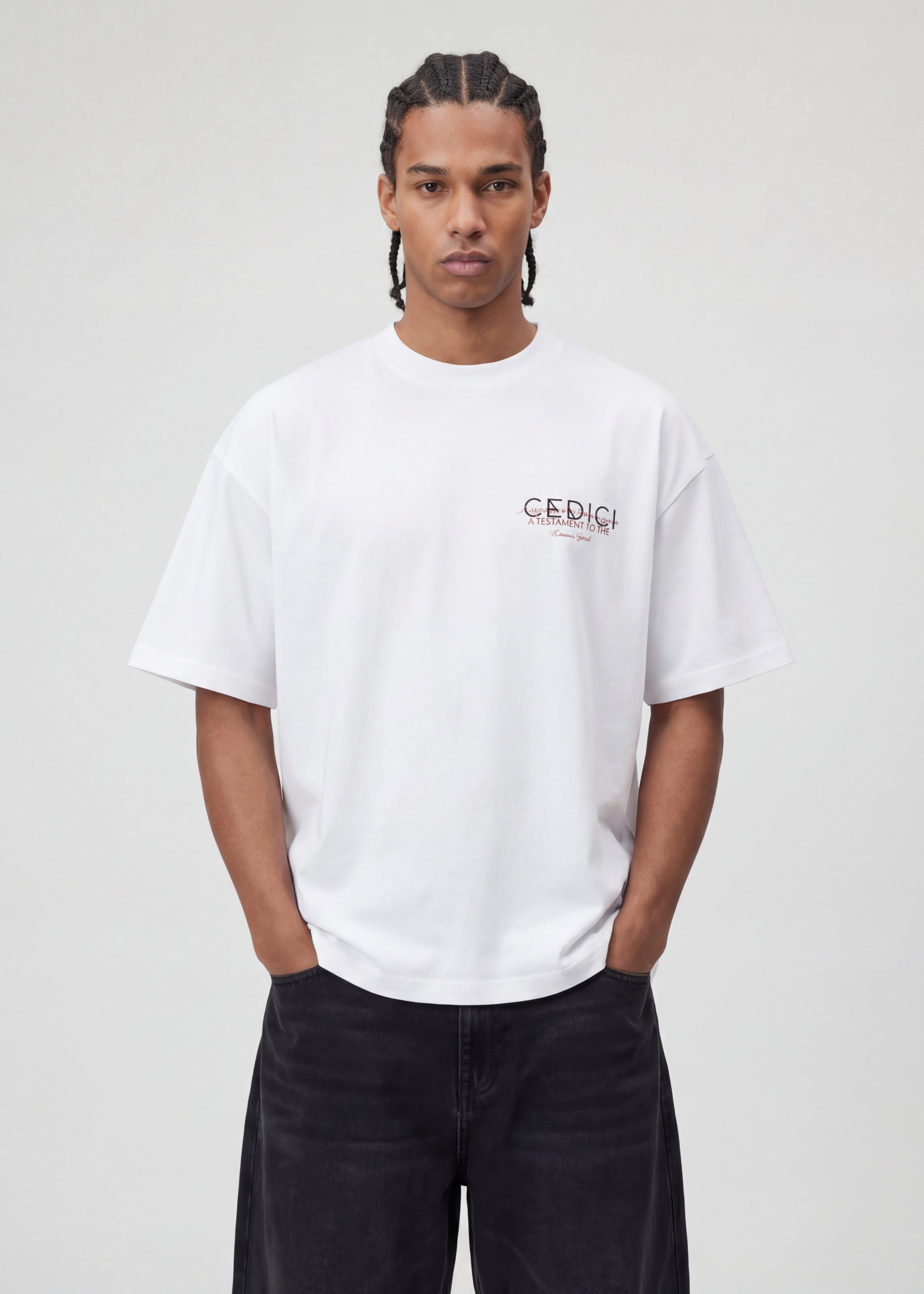 CEDICI "Graphic Text White T-Shirt"
