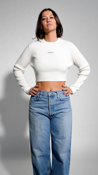 CEDICI Knitted Cropped Rib Sweater